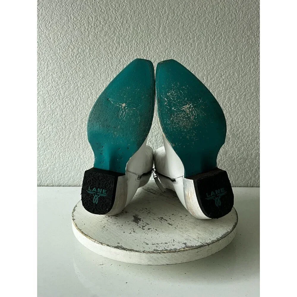 Lane SMOKESHOW White Cowboy Booties Western Cowgirl Short Ankle Boots Womens 9